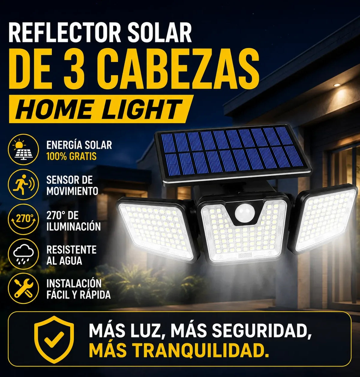 HomeLight - Reflector Solar de 3 Cabezas + Envio Gratis + Regalo 50% DTO