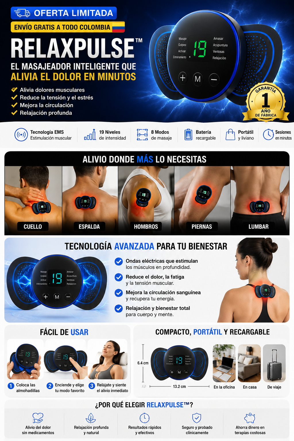 RelaxPulse™ Relaja tus músculos y recupera tu bienestar + Envio gratuito +Regalo