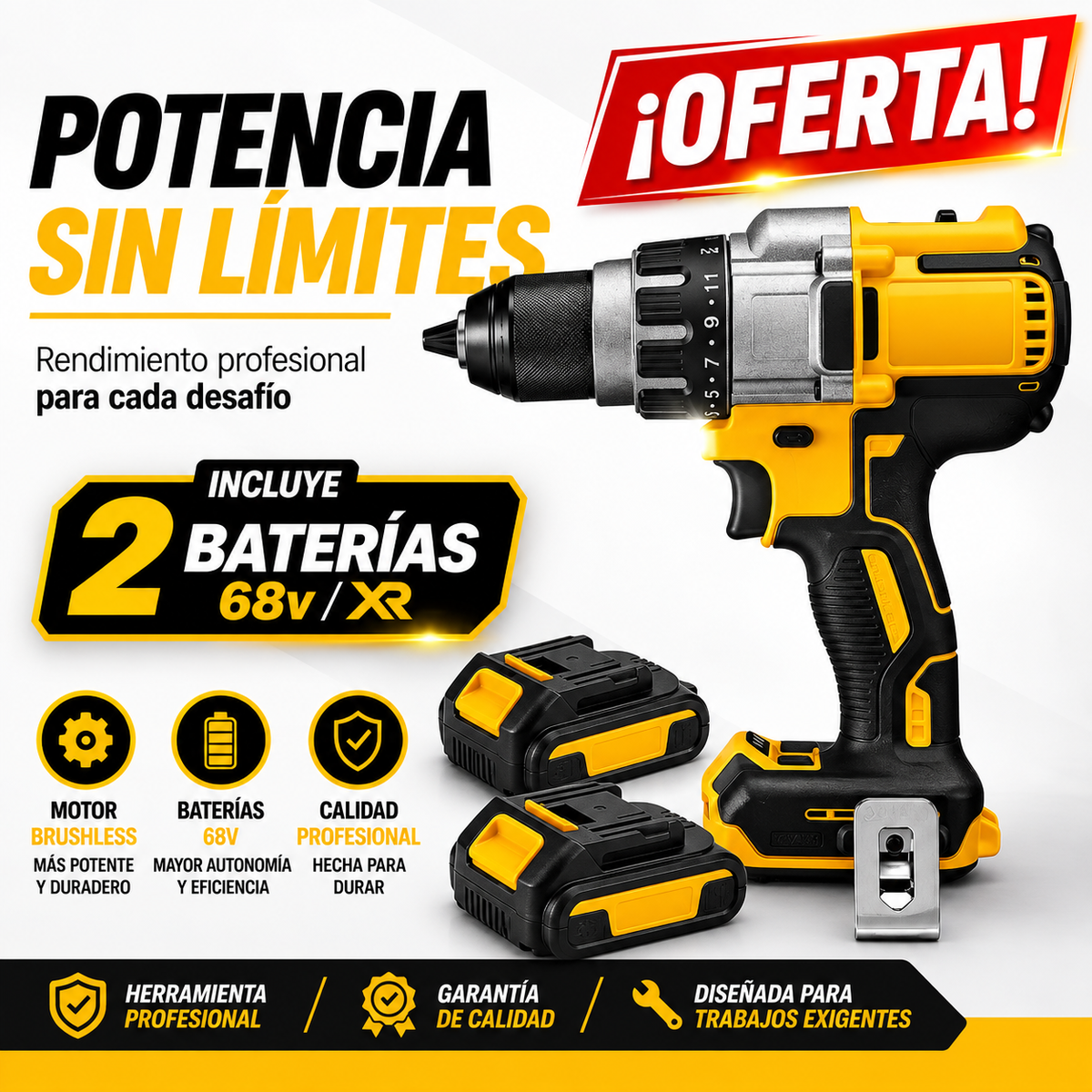 Taladro Electrico Inalambrico 2 Baterias + ENVIO GRATIS + REGALO