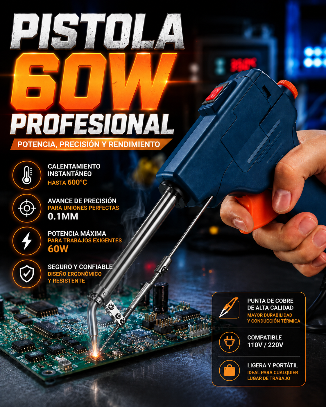 La Herramienta Preferida por los Electricistas — Pistola de Soldadura Profesional 60W + envio gratis + regalo