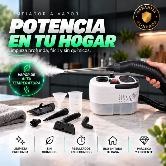 Limpiador a Vapor Alta Presión y Temperatura Portátil 1000W + ENVIO GRATIS + REGALO