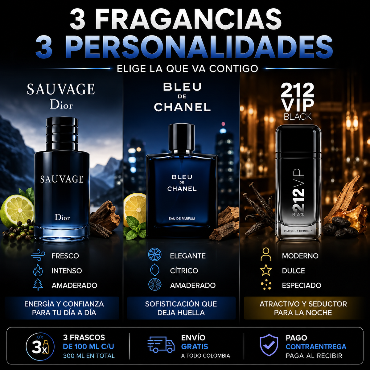 Trío Masculino Importado 3x100ml + ENVIO GRATIS + REGALO (Últimas unidades 🚨)