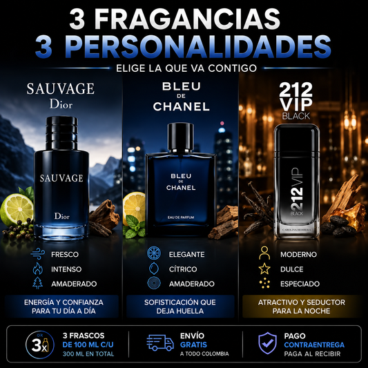Trío Masculino Importado 3x100ml + ENVIO GRATIS + REGALO (Últimas unidades 🚨)