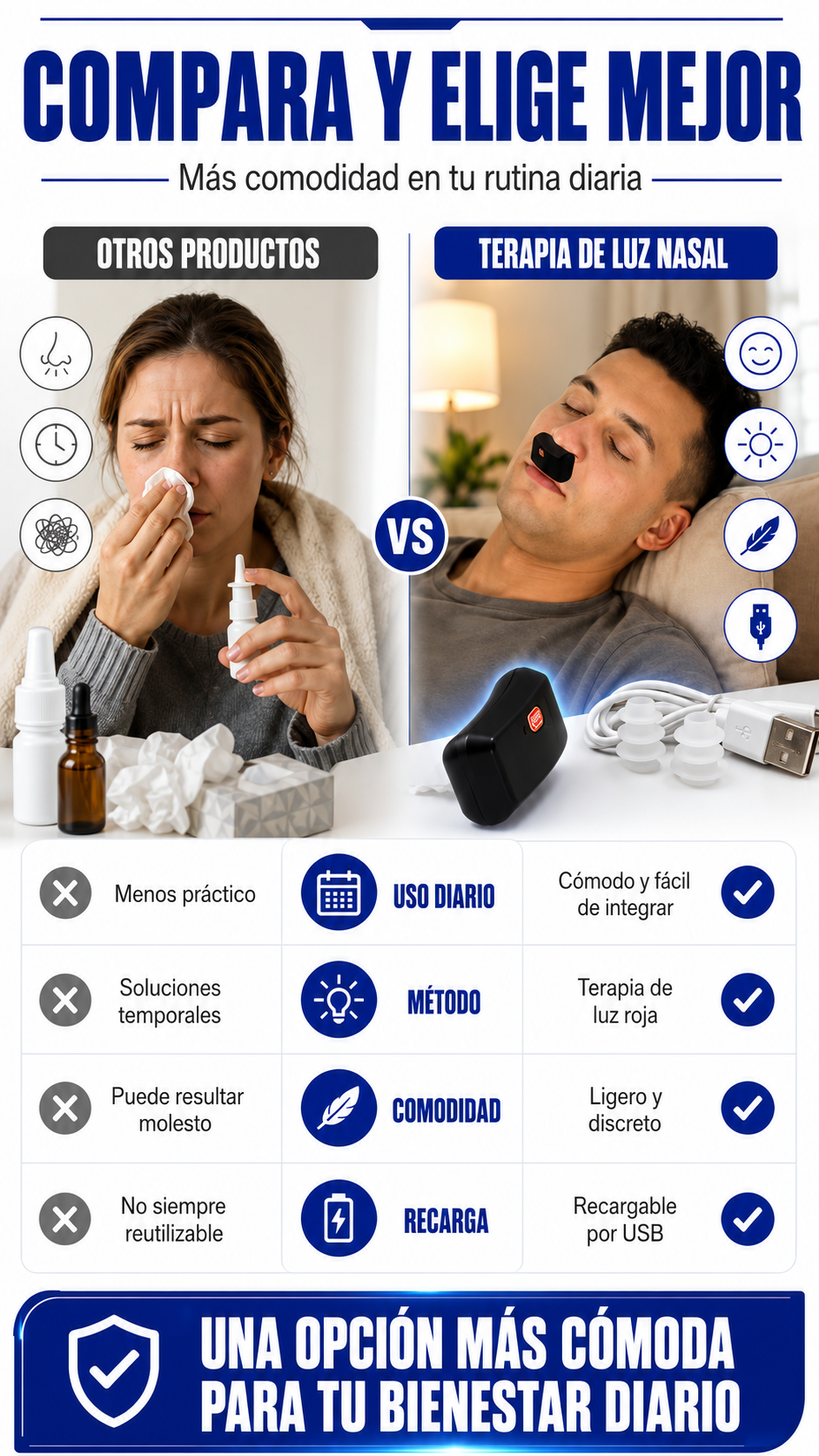 LumiNasal M-06 | Dispositivo Nasal de Luz Roja Recargable + Envio Gratis