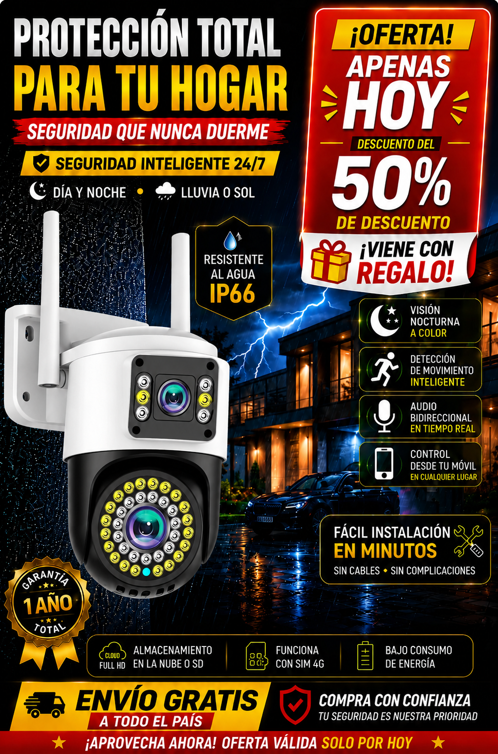 Cámara de Seguridad 360° + Regalo 🎁  + Envio Gratis — Protege tu Hogar Sin Gastar de Más